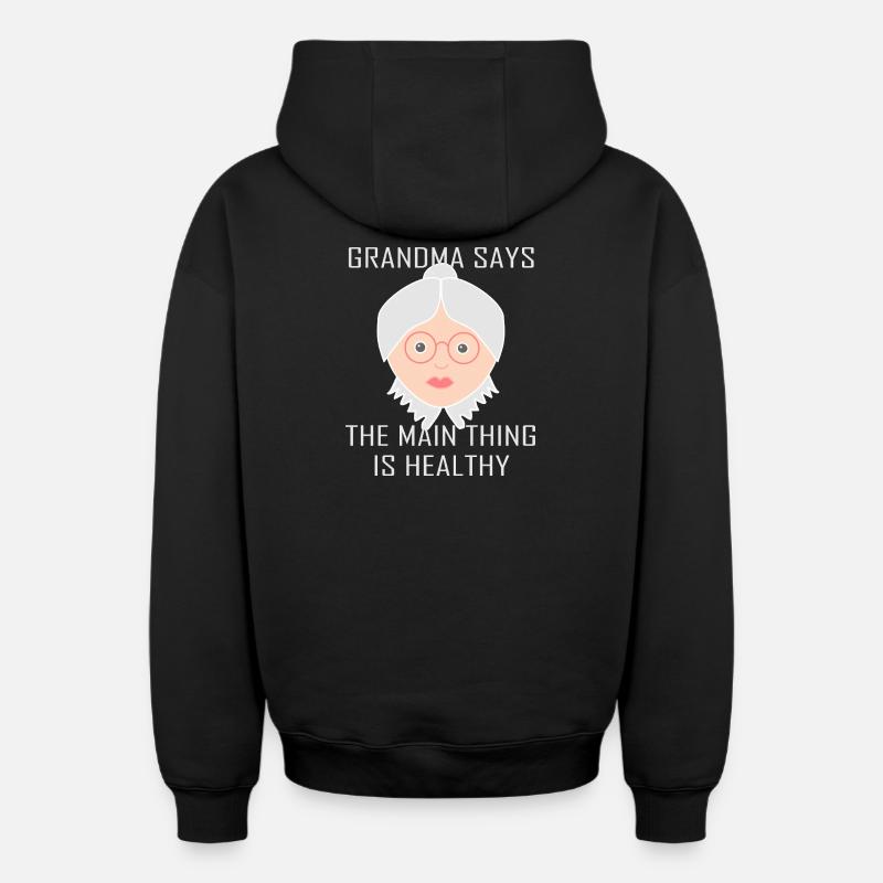 Grand-mère - Sweat à capuche unisexe zippé oversize épais SPREAD - noir