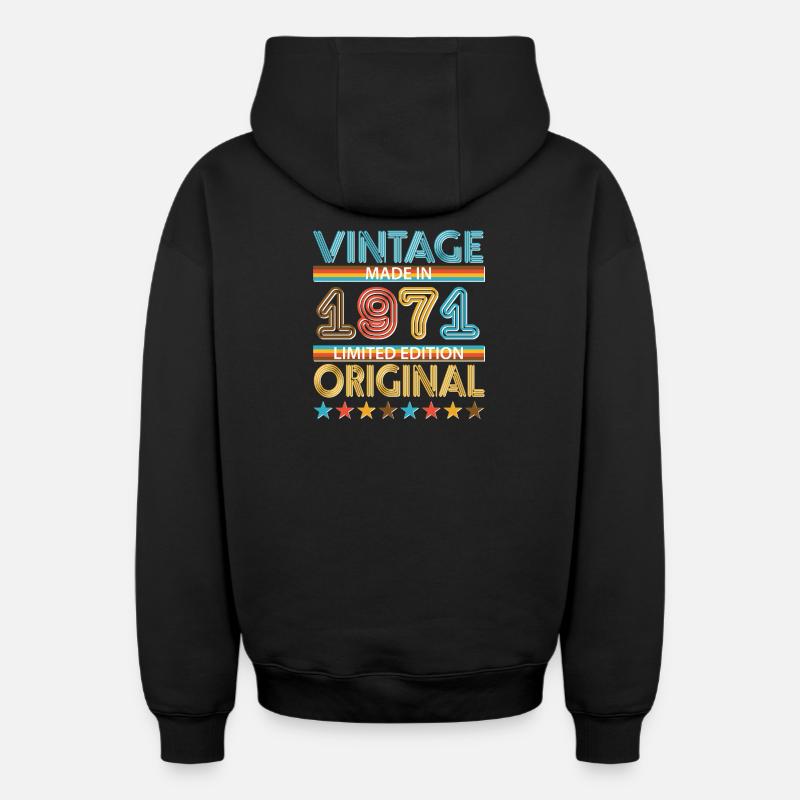 1971 - Sweat à capuche unisexe zippé oversize épais SPREAD - noir