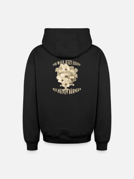 Chickens Saying - Oversized Heavyweight Unisex Zip Hoodie - black