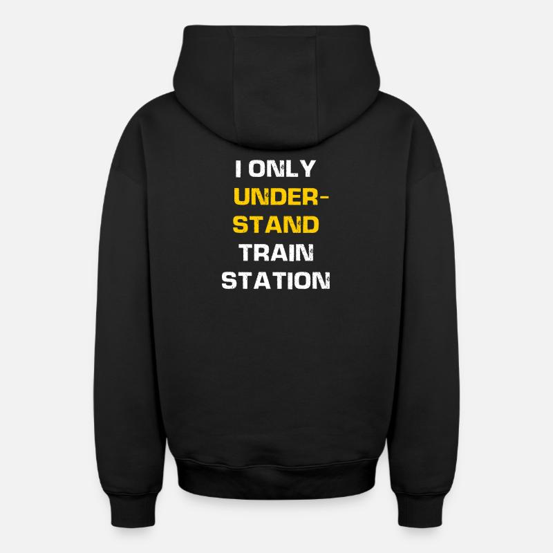 Je comprends seulement la gare - Sweat à capuche unisexe zippé oversize épais SPREAD - noir