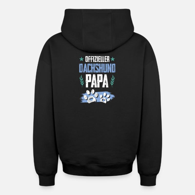 teckel teckel chiens papa - Sweat à capuche unisexe zippé oversize épais SPREAD - noir