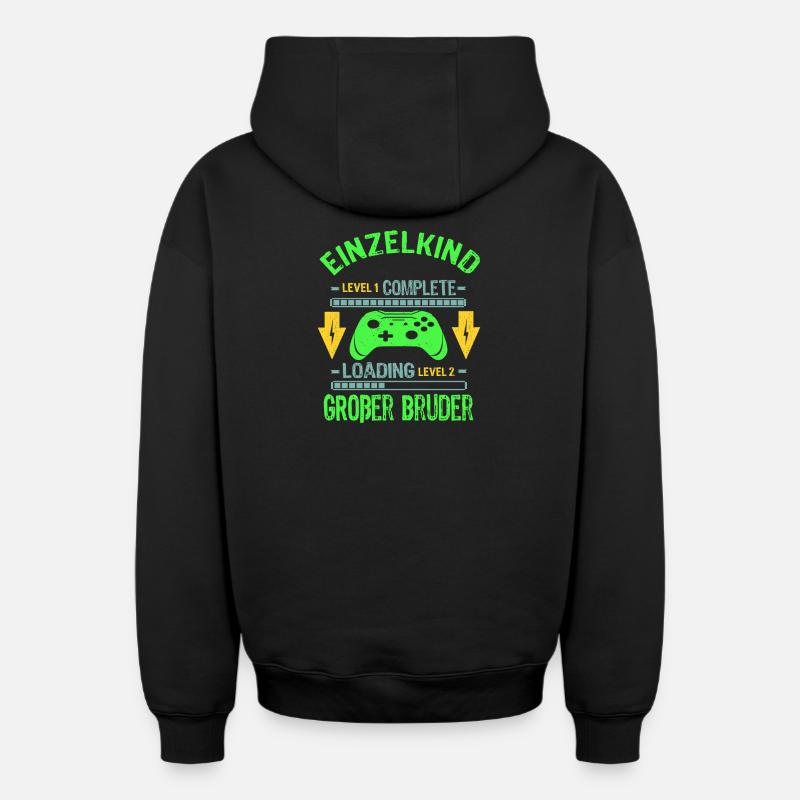 Einzelkind Complete - Loading Großer Bruder 2026 - Oversized Heavyweight Unisex Zip Hoodie - Schwarz