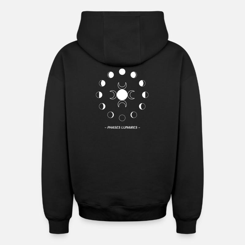Phases Lunaires - Sweat à capuche unisexe zippé oversize épais SPREAD - noir