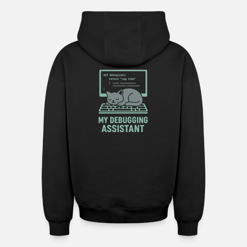 Mein Debugging Assistent Katze - Oversized Heavyweight Unisex Zip Hoodie - Schwarz