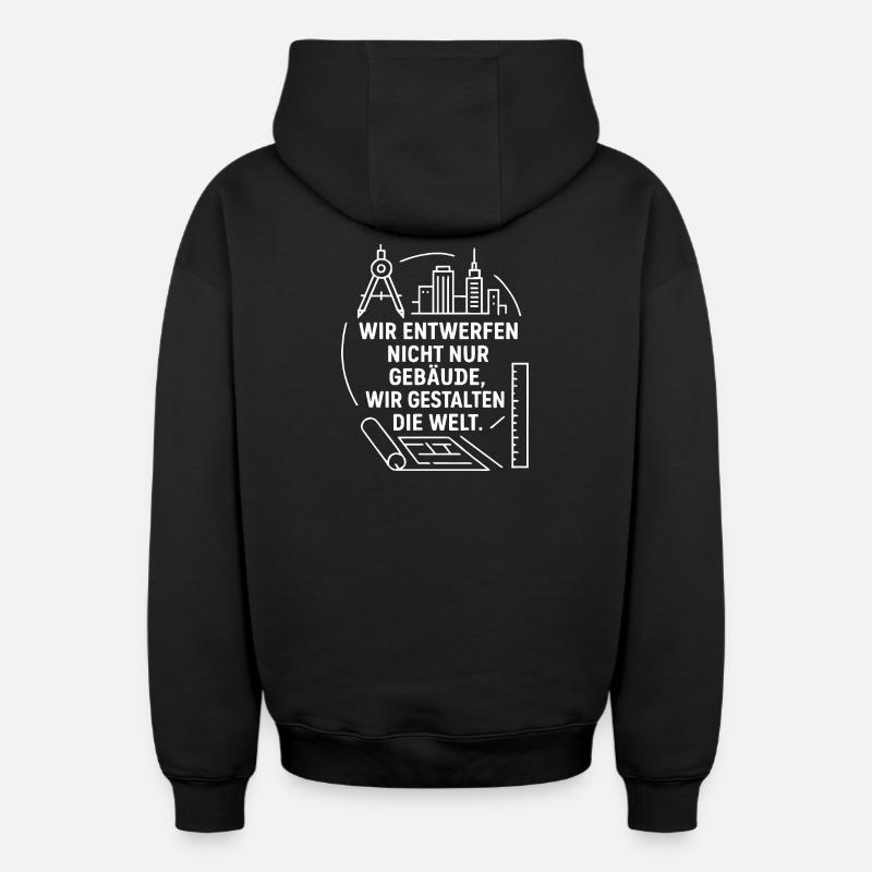 Architecture et design - Sweat à capuche unisexe zippé oversize épais SPREAD - noir