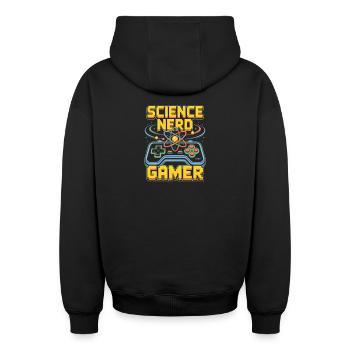 Science Nerd Gamer Atom Controller Wissenschaft - Sweat à capuche unisexe zippé oversize épais SPREAD - noir - Dos - AI Model Male 185 dark (185cm)