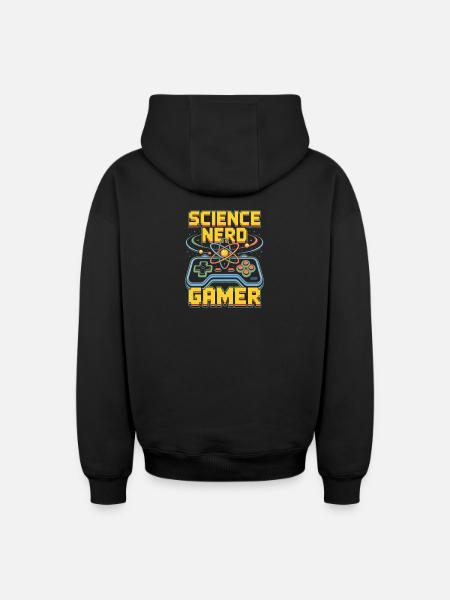 Science Nerd Gamer Atom Controller Wissenschaft - Sweat à capuche unisexe zippé oversize épais SPREAD - noir