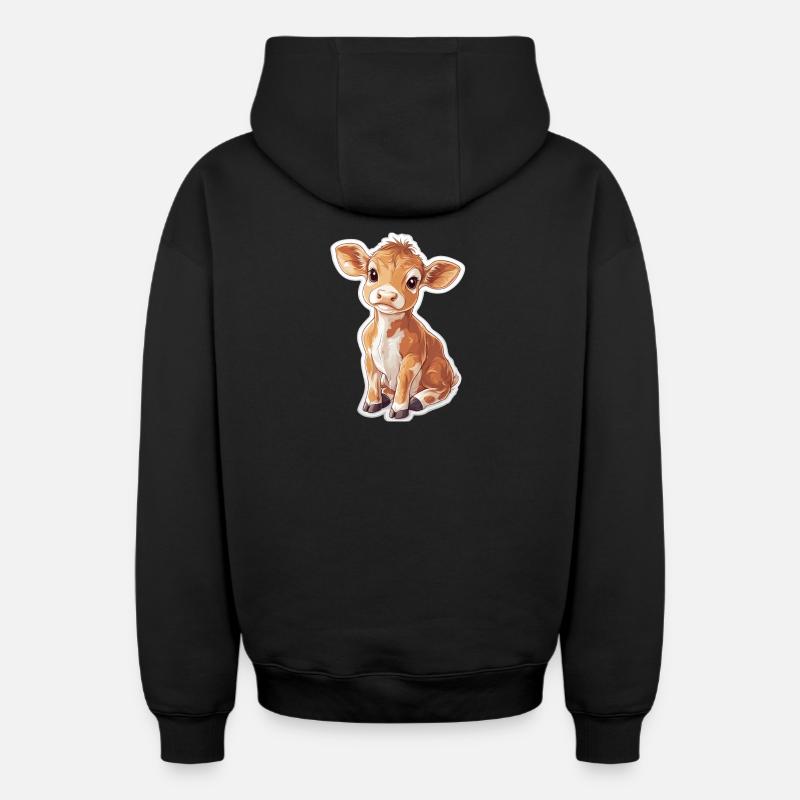 Vache - Sweat à capuche unisexe zippé oversize épais SPREAD - noir