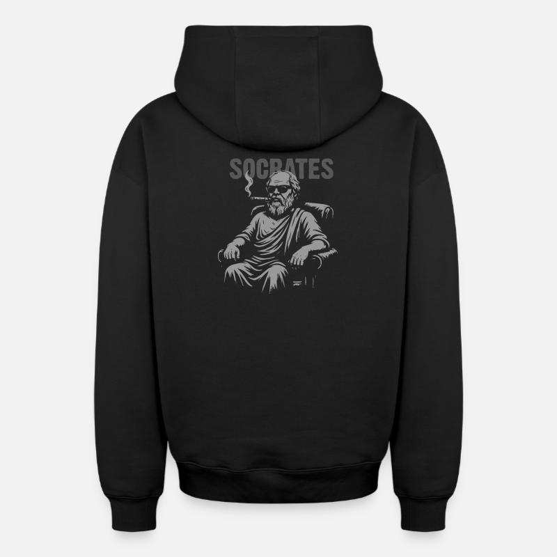 Portrait de Socrate Smoke - Sweat à capuche unisexe zippé oversize épais SPREAD - noir