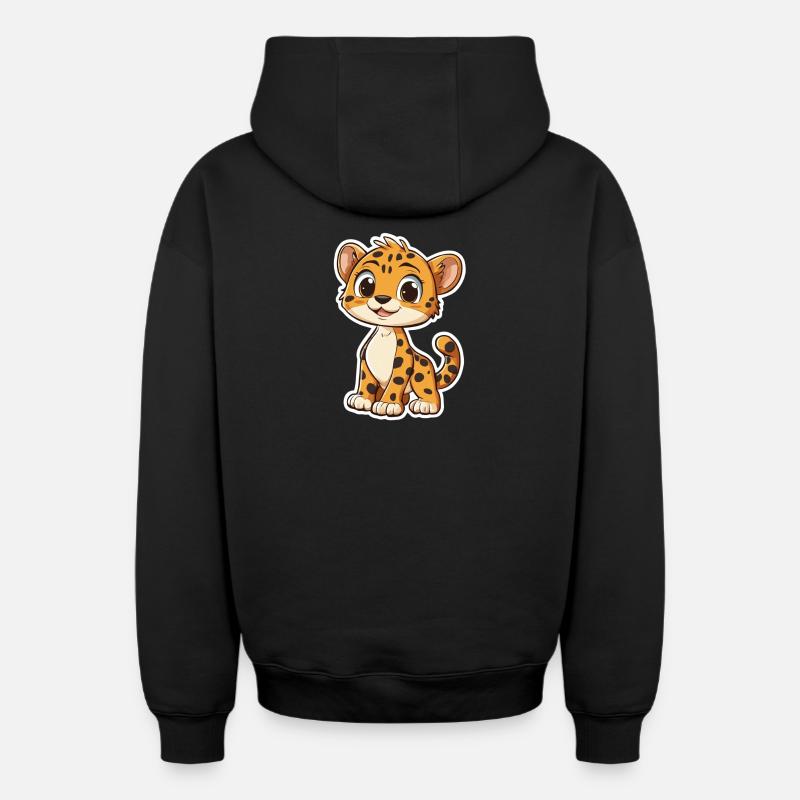 Lion - Sweat à capuche unisexe zippé oversize épais SPREAD - noir