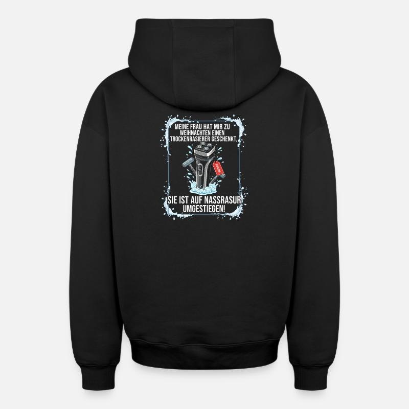 Cadeau de rasoir à sec - Sweat à capuche unisexe zippé oversize épais SPREAD - noir