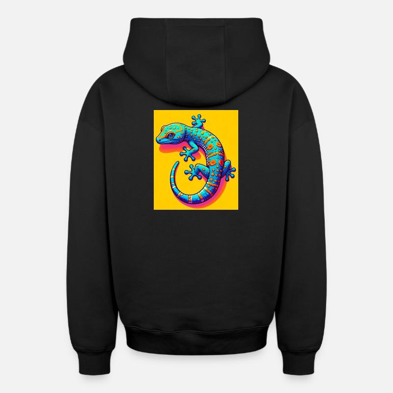 Gecko - Sweat à capuche unisexe zippé oversize épais SPREAD - noir