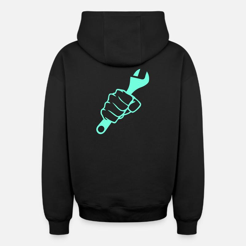 Clé à vis Power Fist - Sweat à capuche unisexe zippé oversize épais SPREAD - noir