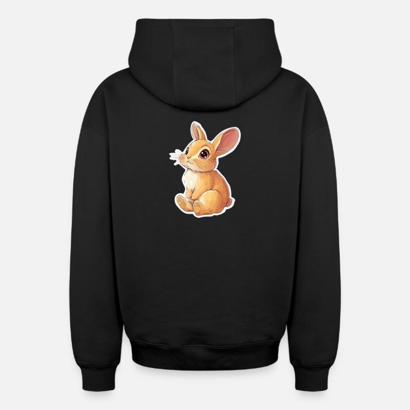 Lièvre - Sweat à capuche unisexe zippé oversize épais SPREAD - noir