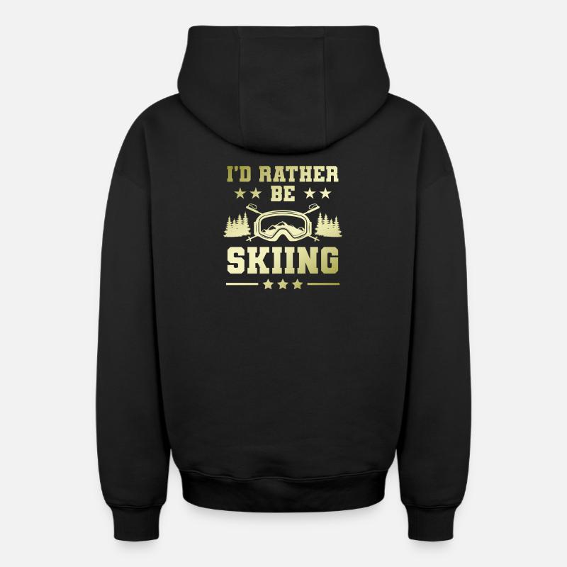 Ski Skiing - Sweat à capuche unisexe zippé oversize épais SPREAD - noir