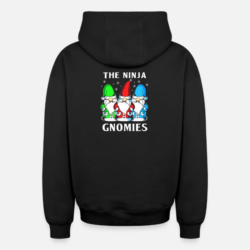 Gnome Ninja - Sweat à capuche unisexe zippé oversize épais SPREAD - noir