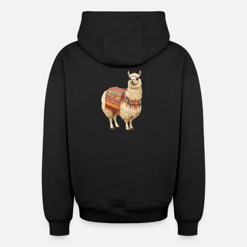lama - Sweat à capuche unisexe zippé oversize épais SPREAD - noir