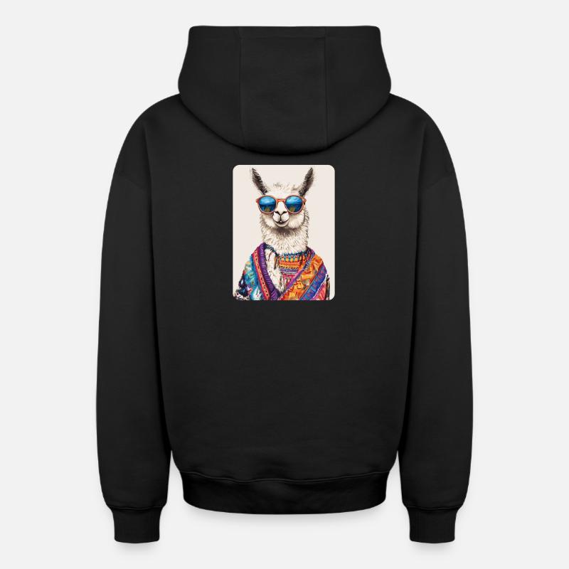 lama - Sweat à capuche unisexe zippé oversize épais SPREAD - noir