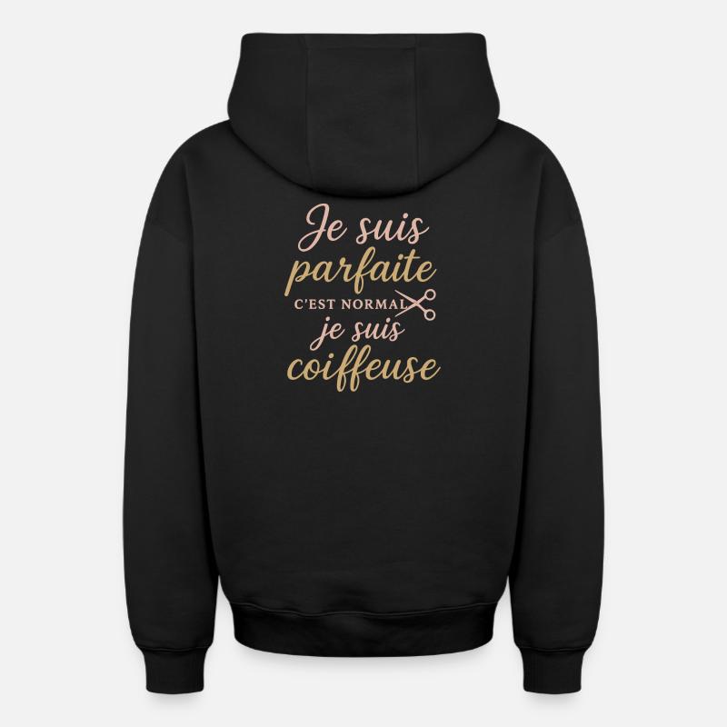 Ich bin perfekt, stolzer Friseur - Oversized Heavyweight Unisex Zip Hoodie - Schwarz