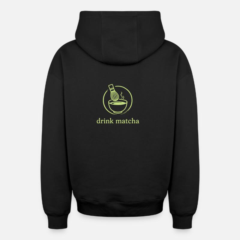 Le Matcha - Sweat à capuche unisexe zippé oversize épais SPREAD - noir