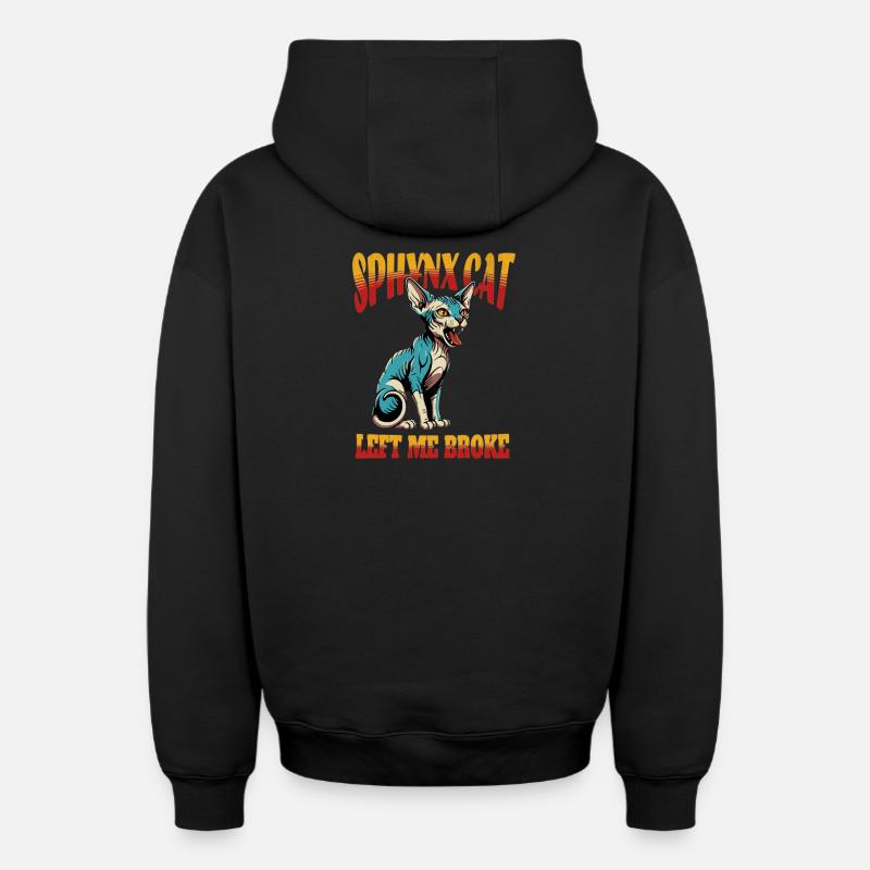 Sphynx Cat Drôle - Sweat à capuche unisexe zippé oversize épais SPREAD - noir