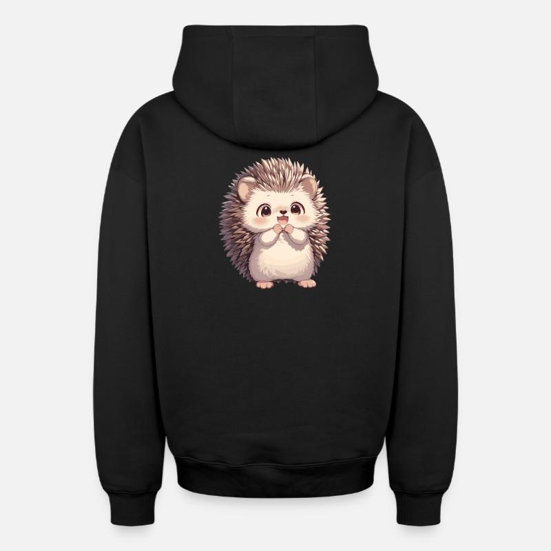 Hérisson - Sweat à capuche unisexe zippé oversize épais SPREAD - noir