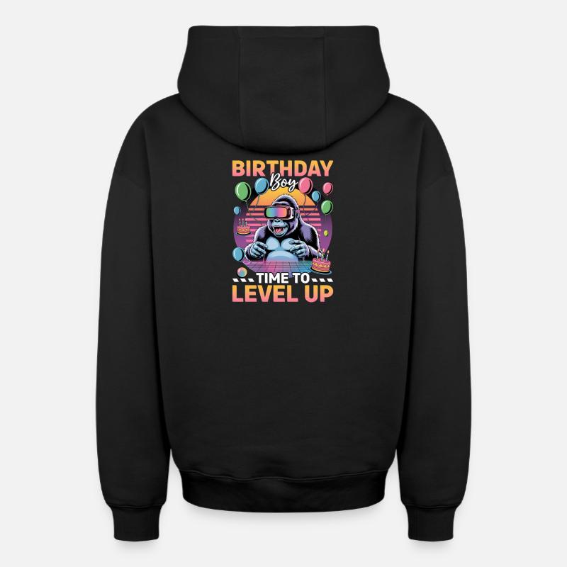 Anniversaire Gamer VR - Sweat à capuche unisexe zippé oversize épais SPREAD - noir