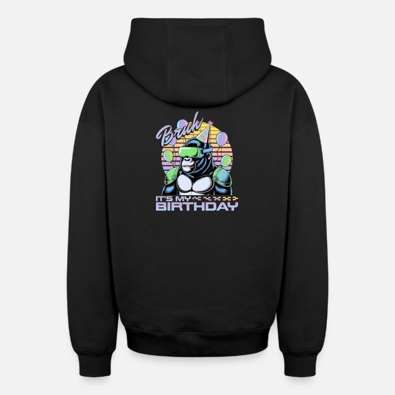 Anniversaire Gamer VR - Sweat à capuche unisexe zippé oversize épais SPREAD - noir