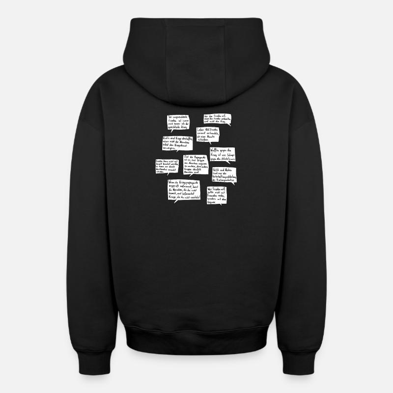 Dix citations pour la paix - Sweat à capuche unisexe zippé oversize épais SPREAD - noir