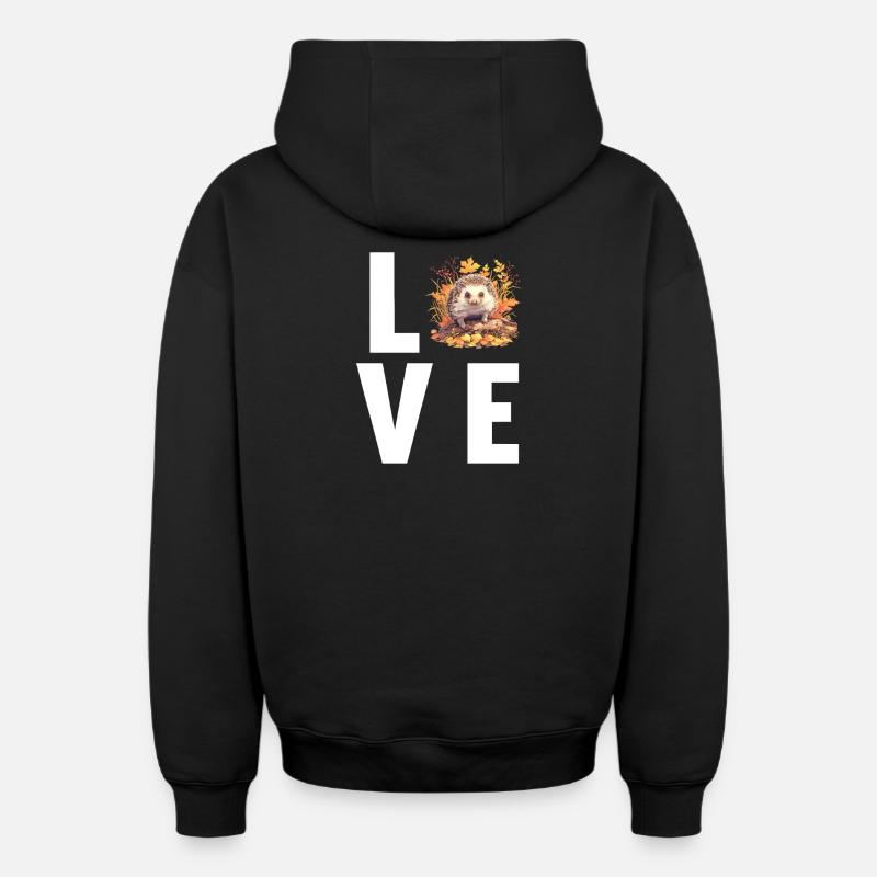 Hérisson - Sweat à capuche unisexe zippé oversize épais SPREAD - noir