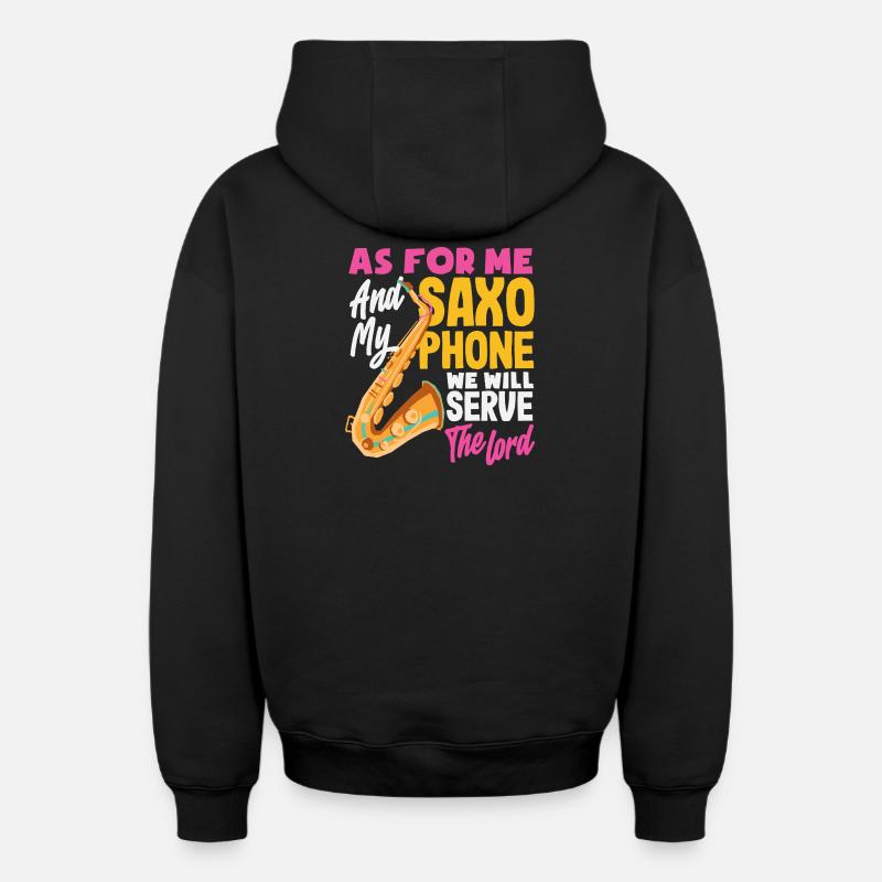 Saxophone - Sweat à capuche unisexe zippé oversize épais SPREAD - noir