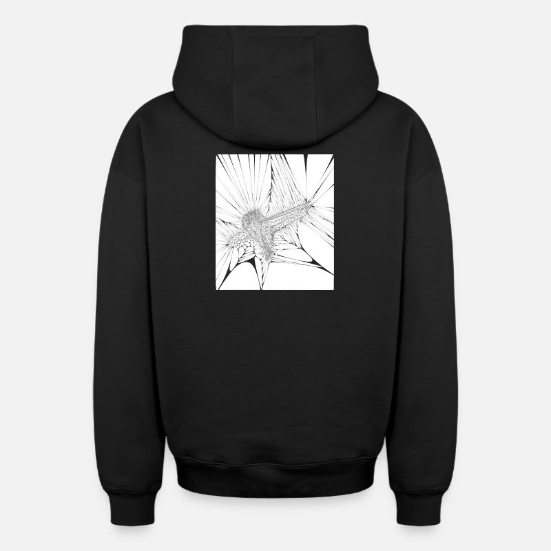 Révolte - Sweat à capuche unisexe zippé oversize épais SPREAD - noir