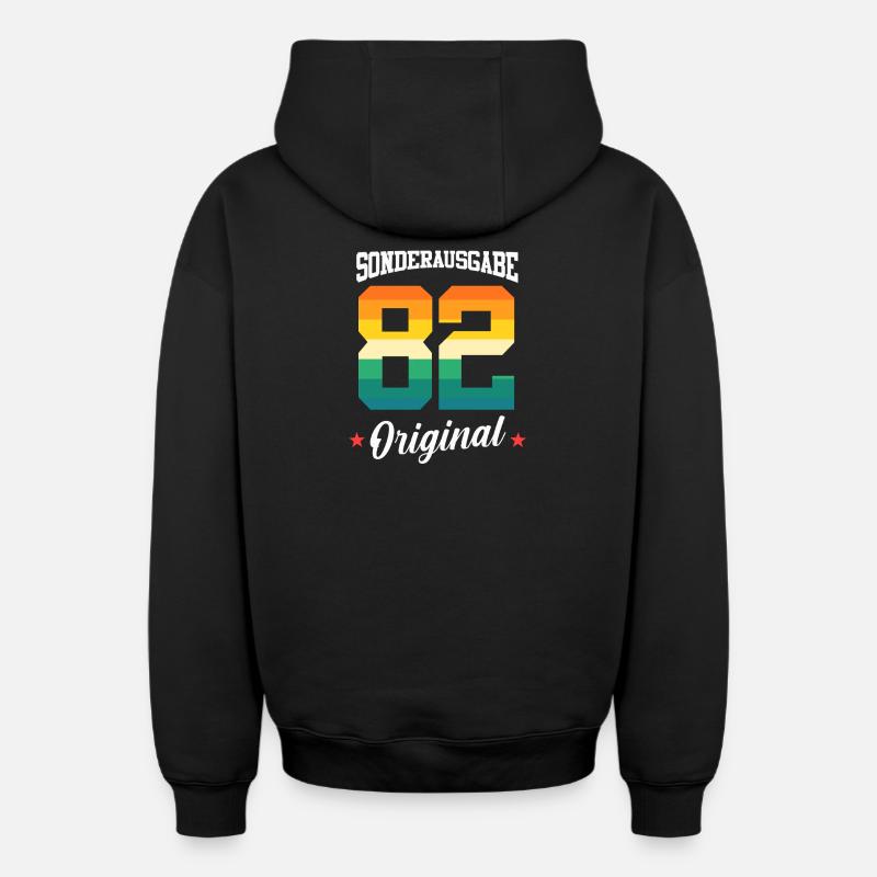 82 Anniversaire - Sweat à capuche unisexe zippé oversize épais SPREAD - noir