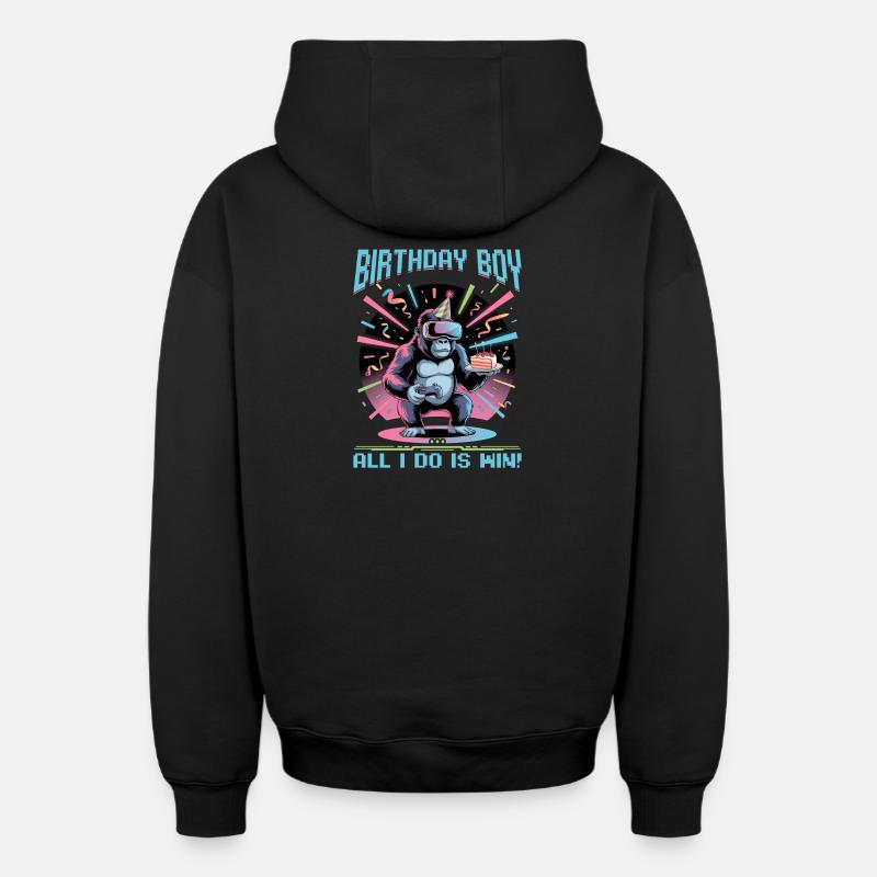 Anniversaire Gamer VR - Sweat à capuche unisexe zippé oversize épais SPREAD - noir
