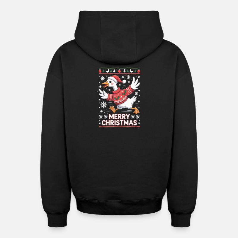 Weihnachtsgans im Pullover - Oversized Heavyweight Unisex Zip Hoodie - Schwarz