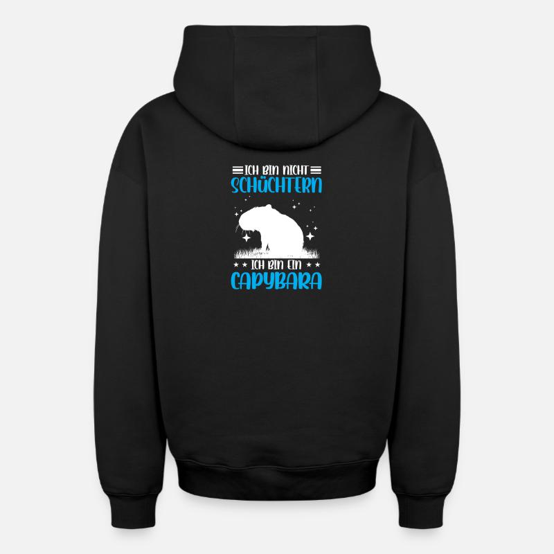 Capybara pas timide capybara - Sweat à capuche unisexe zippé oversize épais SPREAD - noir