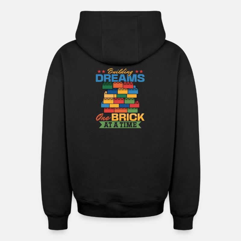 Building Blocks Kids Brick Builder - Oversized Heavyweight Unisex Zip Hoodie - Schwarz