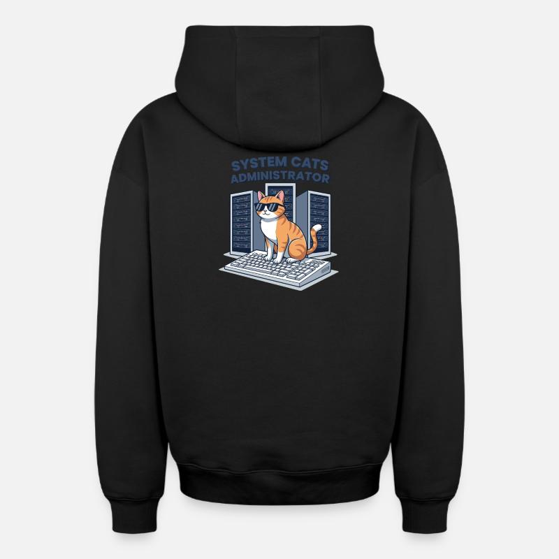 Administrateur System Cats - Sweat à capuche unisexe zippé oversize épais SPREAD - noir