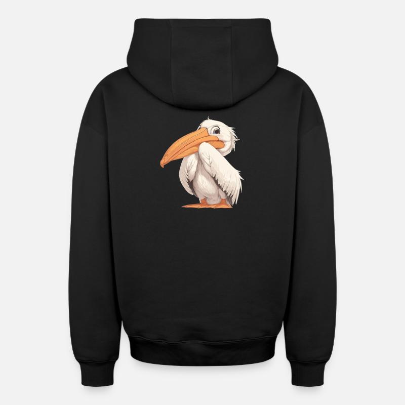 Pélicans Pélican - Sweat à capuche unisexe zippé oversize épais SPREAD - noir