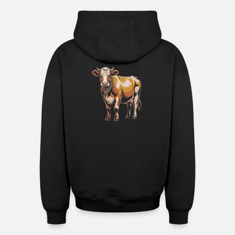 Vache Vaches - Sweat à capuche unisexe zippé oversize épais SPREAD - noir