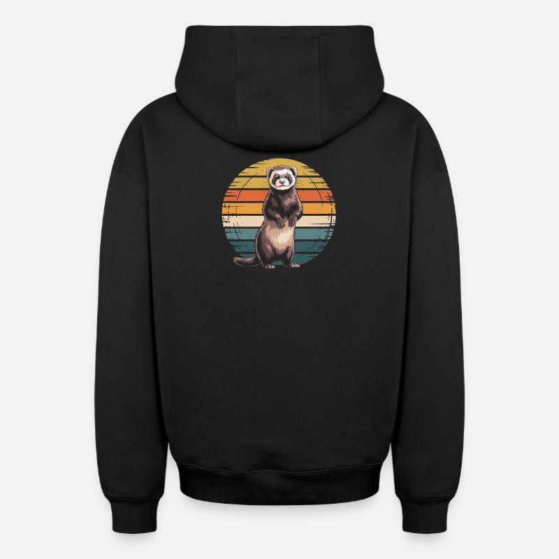Furet - Sweat à capuche unisexe zippé oversize épais SPREAD - noir
