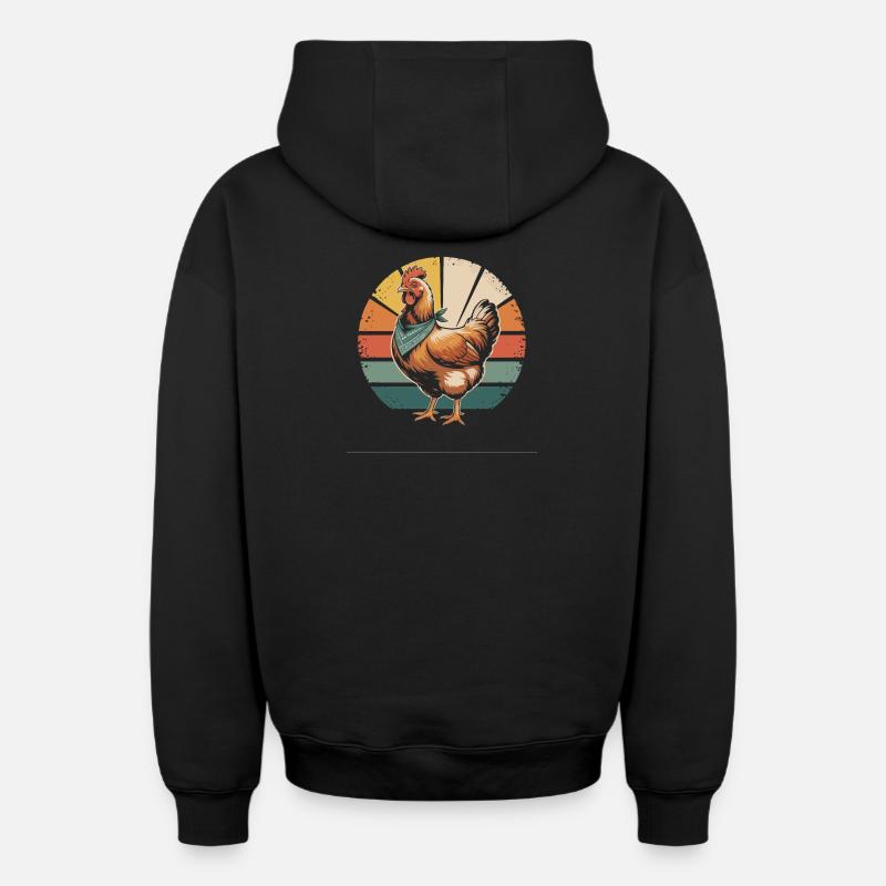 Poulets Poulet - Sweat à capuche unisexe zippé oversize épais SPREAD - noir