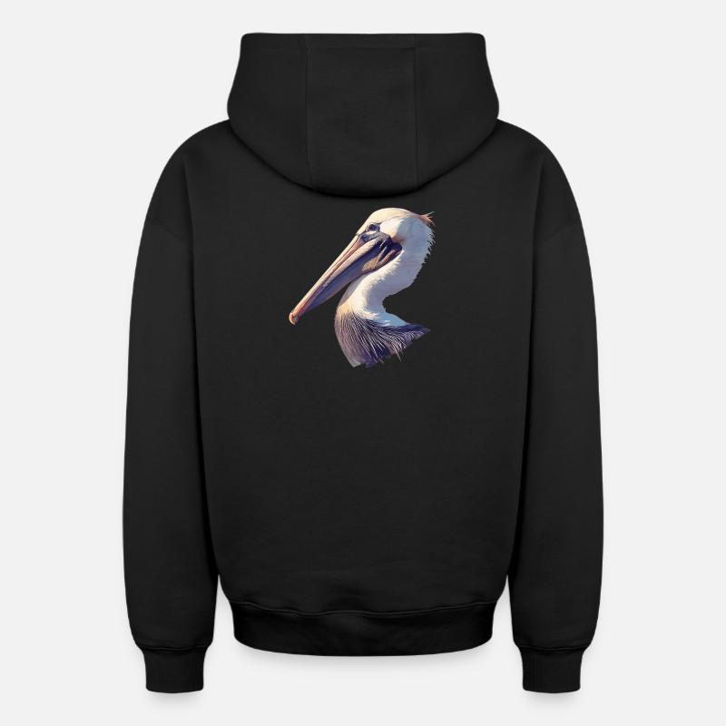 Pélicans Pélican - Sweat à capuche unisexe zippé oversize épais SPREAD - noir