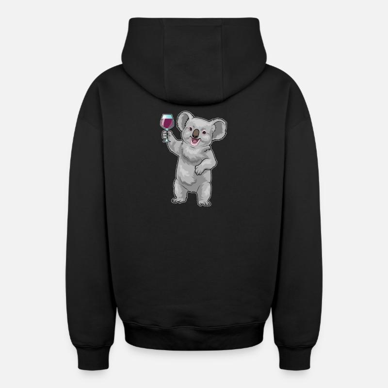Vin rouge Koala - Sweat à capuche unisexe zippé oversize épais SPREAD - noir