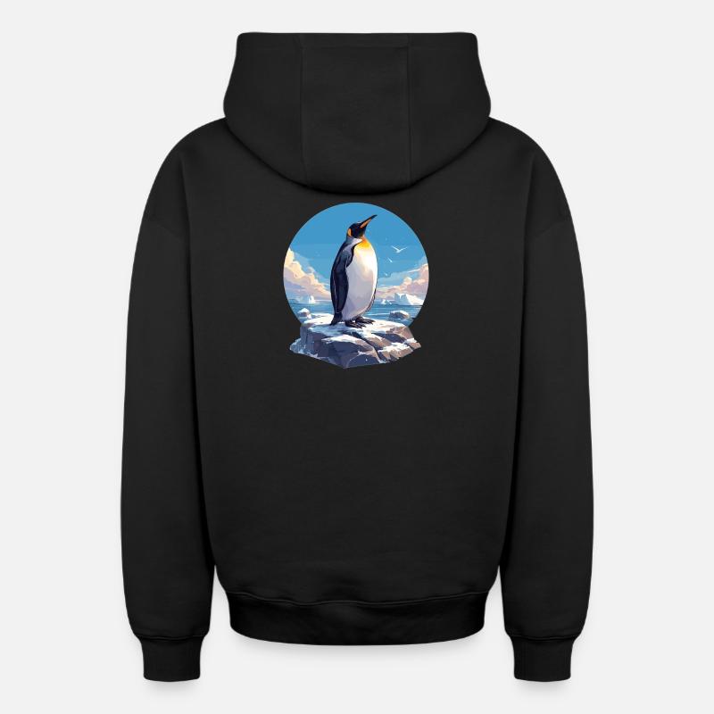 Pingouins Pingouin - Sweat à capuche unisexe zippé oversize épais SPREAD - noir