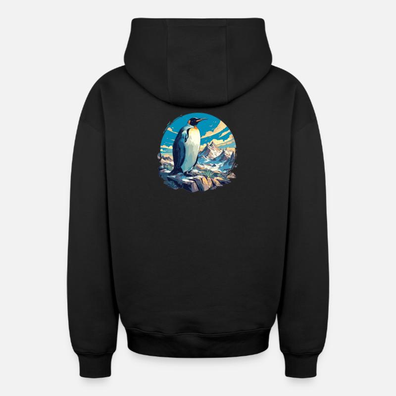 Pingouins Pingouin - Sweat à capuche unisexe zippé oversize épais SPREAD - noir