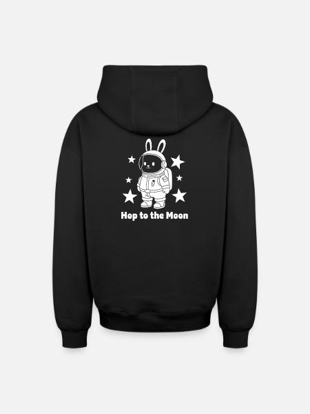 Moonhopper Bunny en combinaison spatiale - Sweat à capuche unisexe zippé oversize épais SPREAD - noir