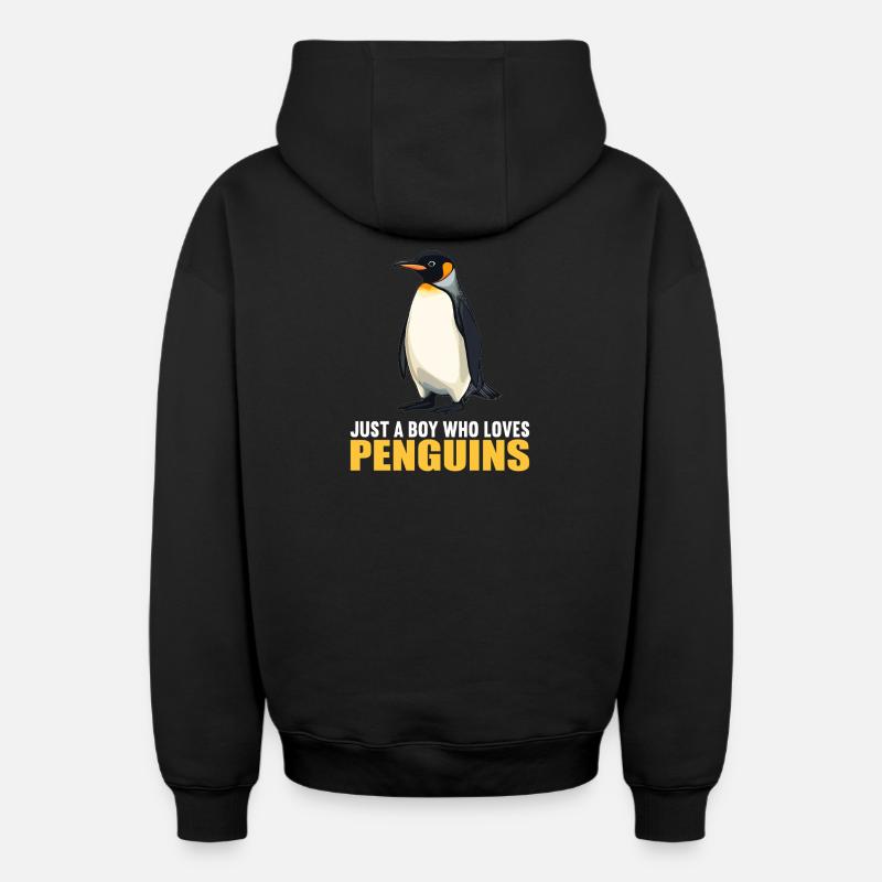 Pingouins Pingouin - Sweat à capuche unisexe zippé oversize épais SPREAD - noir