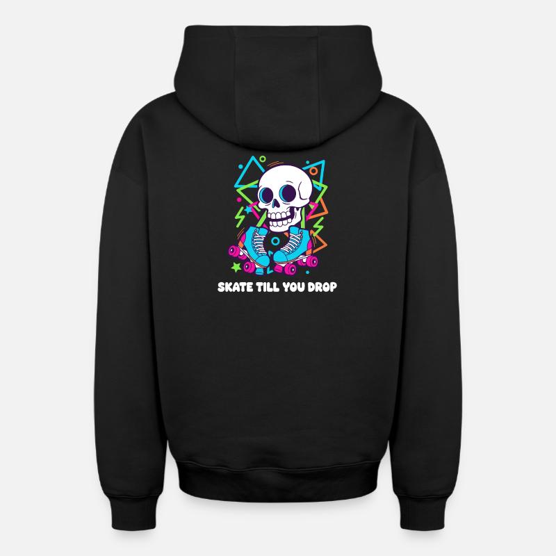 Rouleau squelette rainure néon - Sweat à capuche unisexe zippé oversize épais SPREAD - noir