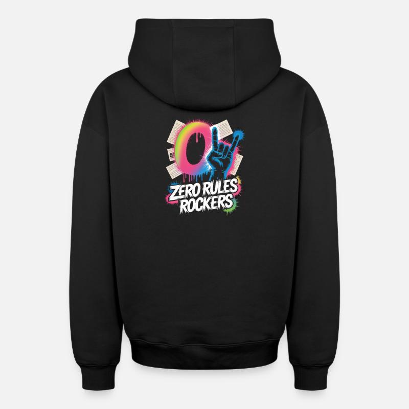 Zero Rules Rockers Musique Punk Rock - Sweat à capuche unisexe zippé oversize épais SPREAD - noir